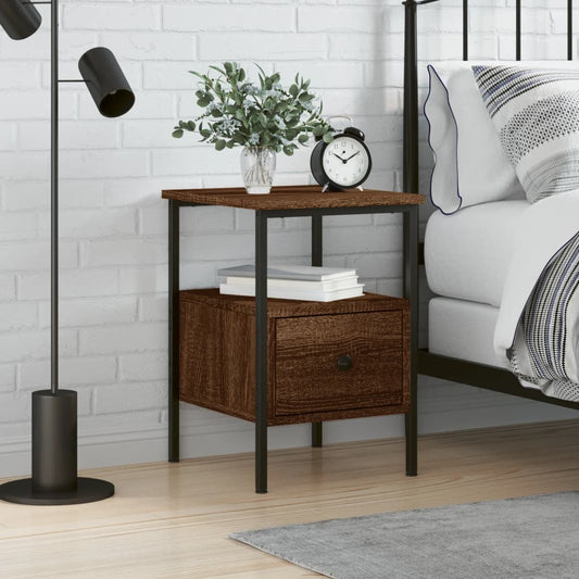 Berkfield Bedside Cabinet Brown Oak 34x36x50 cm Engineered Wood