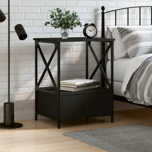 Berkfield Bedside Table Black 50x41x65 cm Engineered Wood