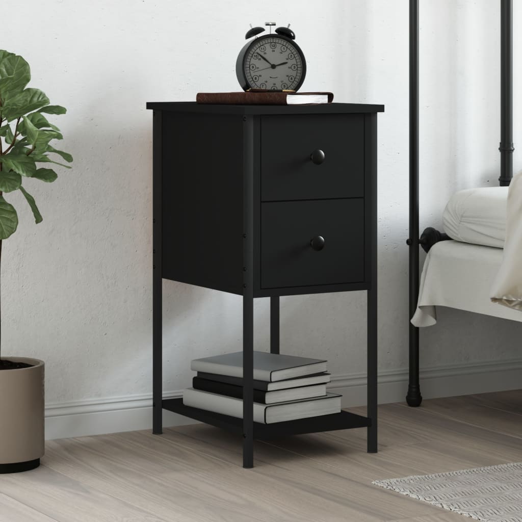 Berkfield Bedside Cabinet Black 32x42x70 cm Engineered Wood