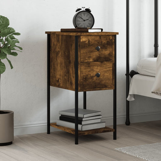 Berkfield Bedside Cabinet Smoked Oak 32x42x70 cm Engineered Wood