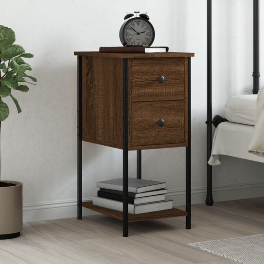 Berkfield Bedside Cabinet Brown Oak 32x42x70 cm Engineered Wood