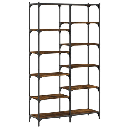 Berkfield Bookshelf Smoked Oak 100x32x170 cm Engineered Wood and Iron