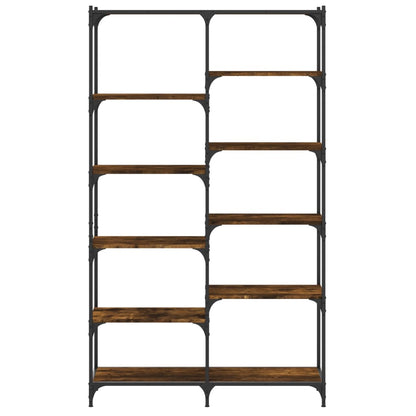 Berkfield Bookshelf Smoked Oak 100x32x170 cm Engineered Wood and Iron
