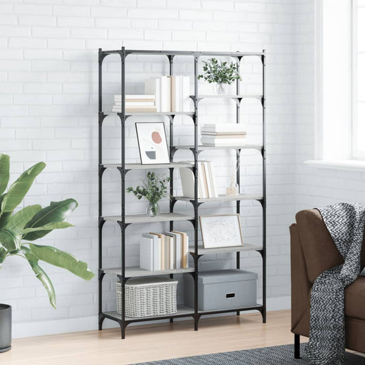 Berkfield Bookshelf Grey Sonoma 100x32x170 cm Engineered Wood and Iron
