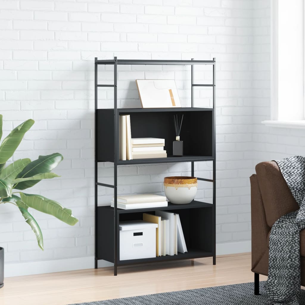 Berkfield Bookshelf Black 80x30x145.5 cm Engineered Wood and Iron