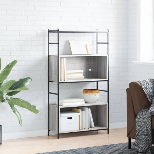 Berkfield Bookshelf Grey Sonoma 80x30x145.5 cm Engineered Wood and Iron