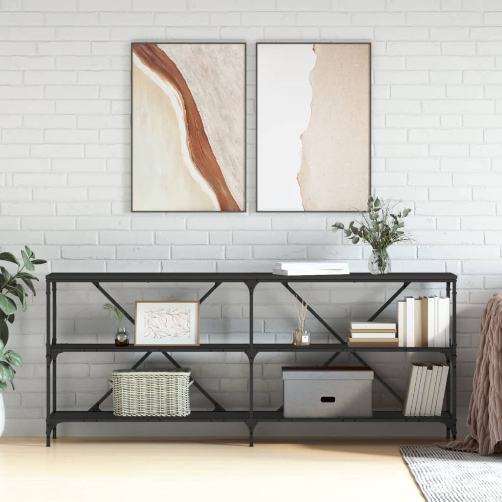 Berkfield Console Table Black 180x30x75 cm Engineered Wood and Iron