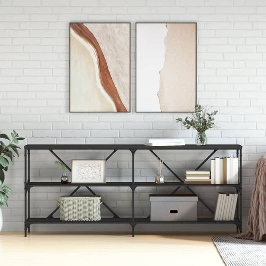 Berkfield Console Table Black 180x30x75 cm Engineered Wood and Iron
