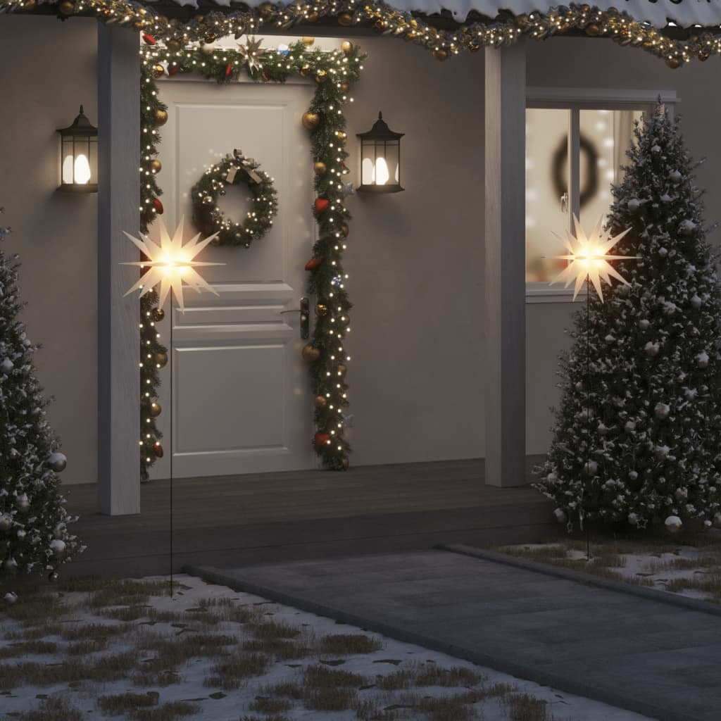 Berkfield Moravian Star Lights with Spikes 3 pcs LEDs Foldable White 57cm