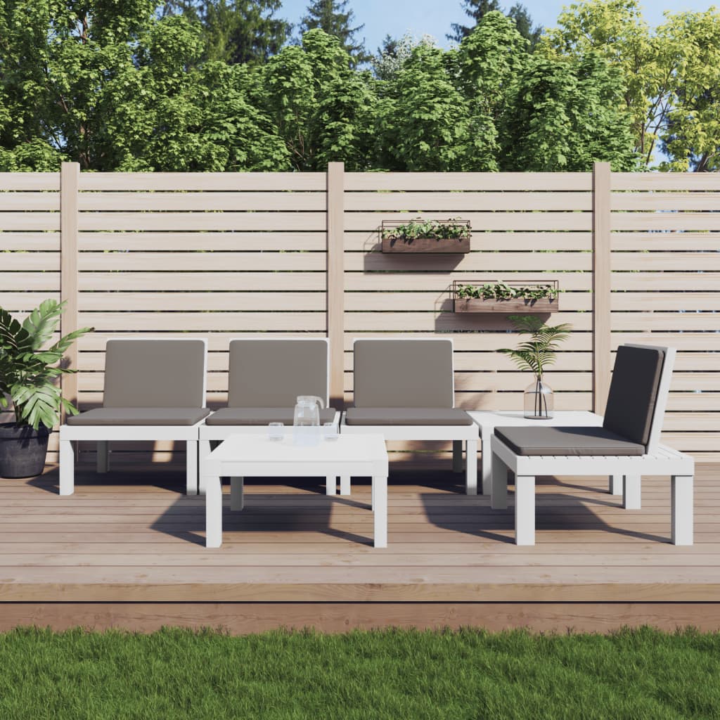 Berkfield 6 Piece Garden Lounge Set with Cushions White PP