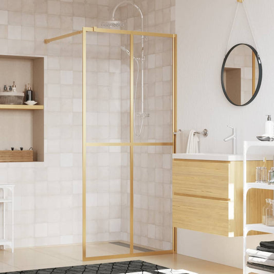 Berkfield Walk-in Shower Wall with Clear ESG Glass Gold 100x195 cm