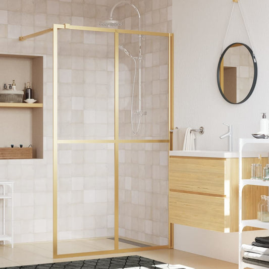 Berkfield Walk-in Shower Wall with Clear ESG Glass Gold 140x195 cm
