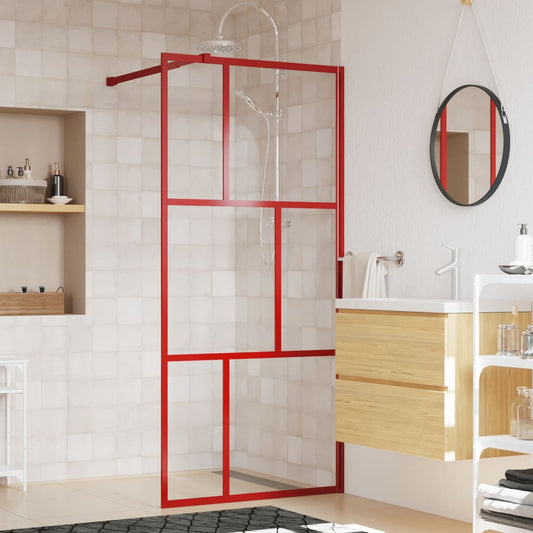 Berkfield Walk-in Shower Wall with Clear ESG Glass Red 90x195 cm