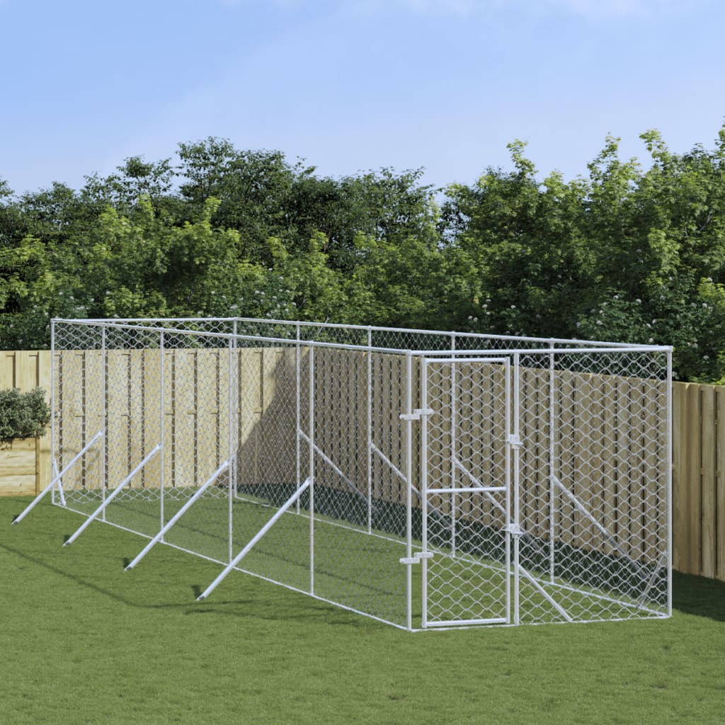 Berkfield Outdoor Dog Kennel Silver 2x10x2 m Galvanised Steel