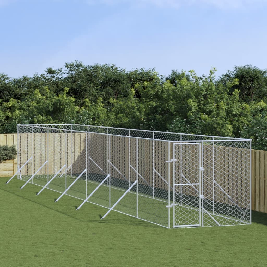 Berkfield Outdoor Dog Kennel Silver 2x14x2 m Galvanised Steel