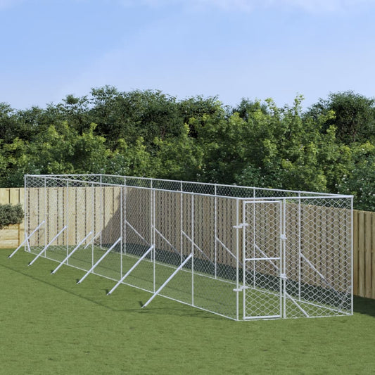 Berkfield Outdoor Dog Kennel Silver 2x14x2 m Galvanised Steel