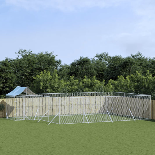 Berkfield Outdoor Dog Kennel with Roof Silver 10x6x2.5 m Galvanised Steel
