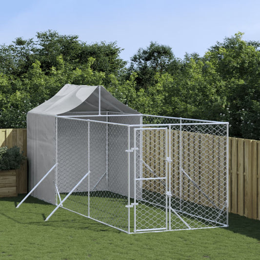 Berkfield Outdoor Dog Kennel with Roof Silver 2x6x2.5 m Galvanised Steel