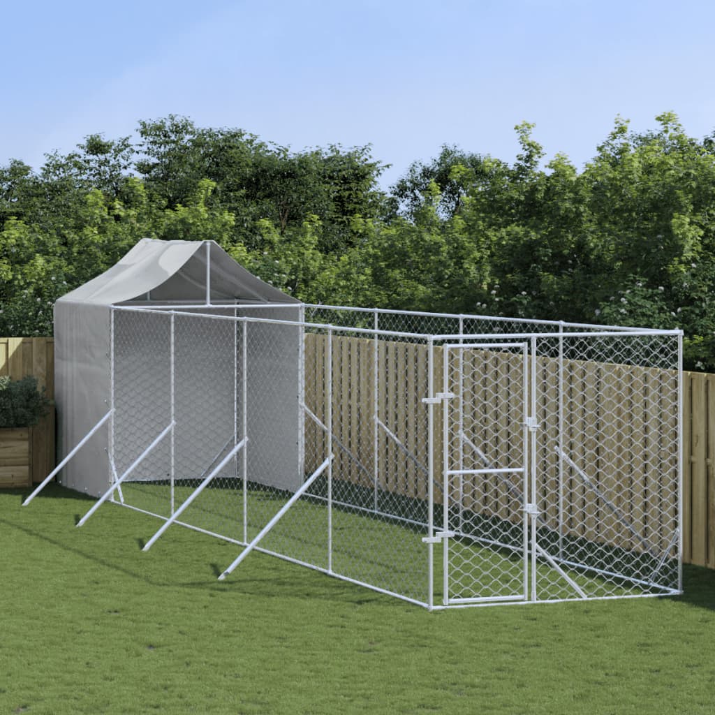 Berkfield Outdoor Dog Kennel with Roof Silver 2x10x2.5 m Galvanised Steel
