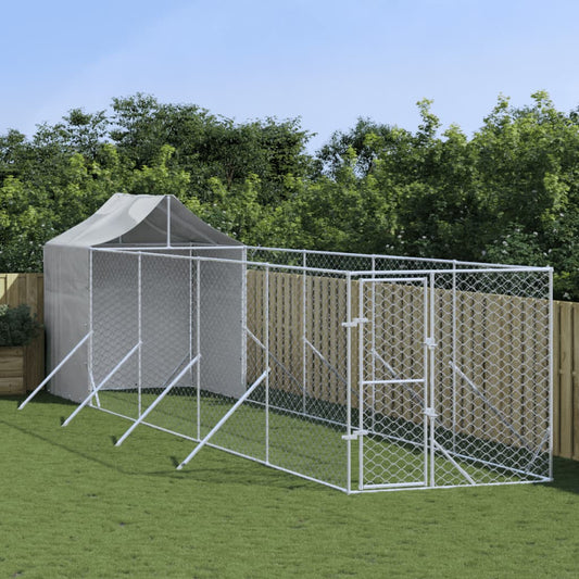 Berkfield Outdoor Dog Kennel with Roof Silver 2x10x2.5 m Galvanised Steel