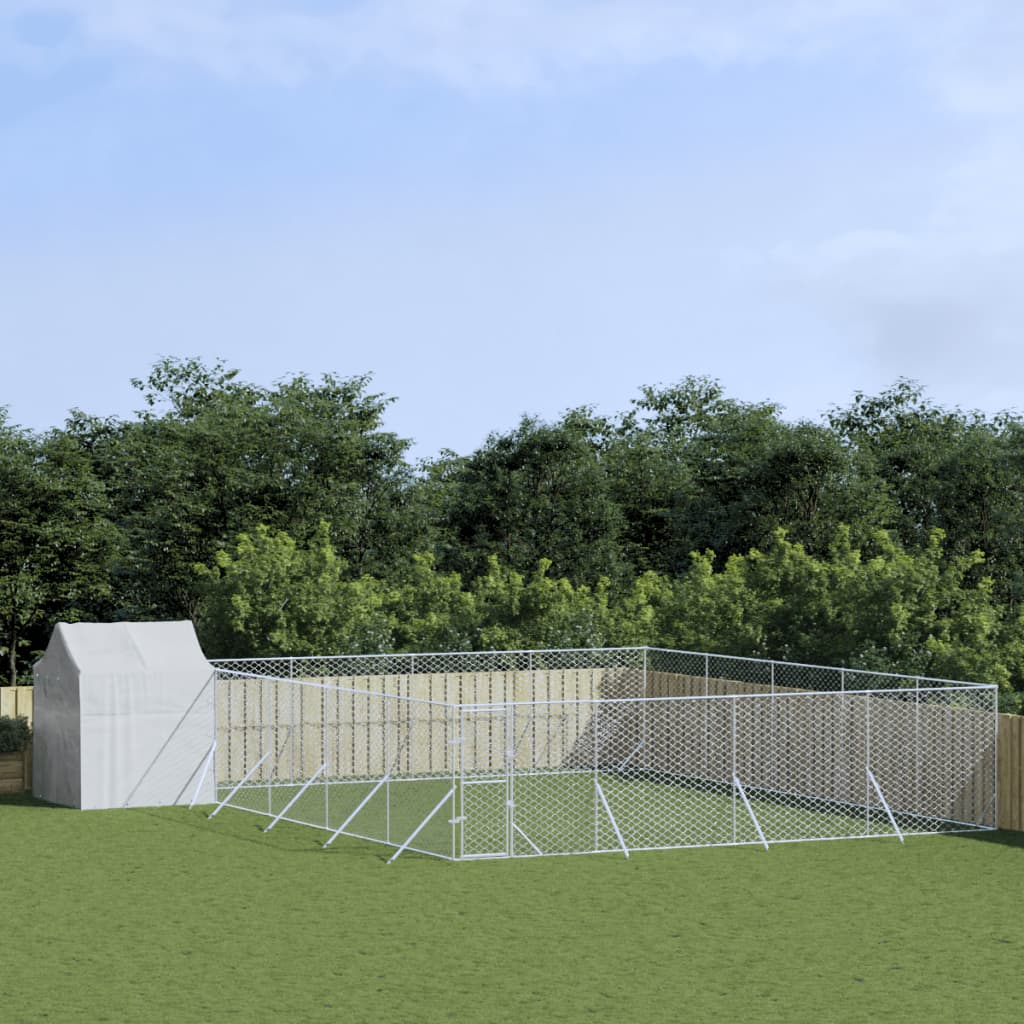 Berkfield Outdoor Dog Kennel with Roof Silver 10x10x2.5 m Galvanised Steel