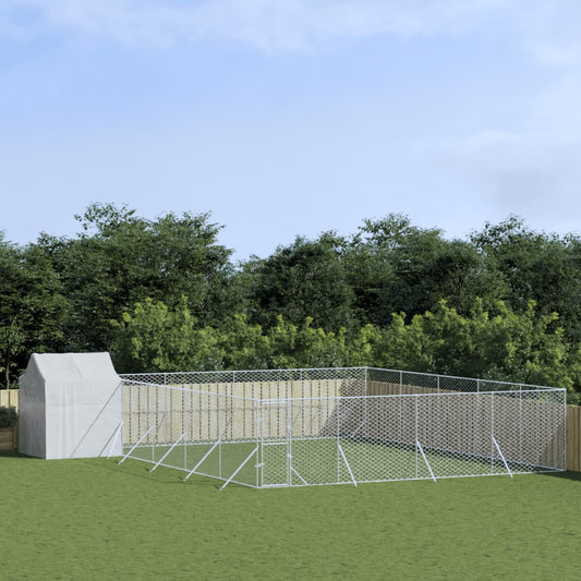 Berkfield Outdoor Dog Kennel with Roof Silver 10x10x2.5 m Galvanised Steel