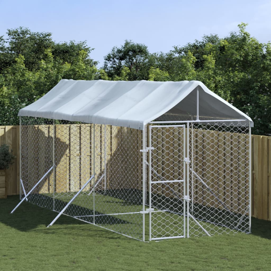 Berkfield Outdoor Dog Kennel with Roof Silver 2x6x2.5 m Galvanised Steel