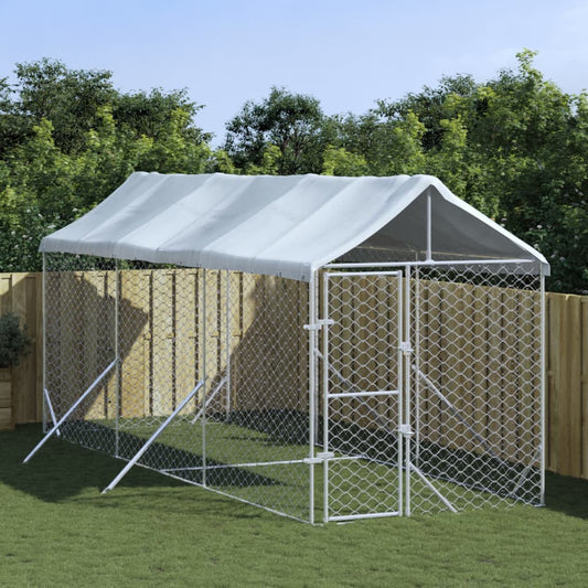 Berkfield Outdoor Dog Kennel with Roof Silver 2x6x2.5 m Galvanised Steel