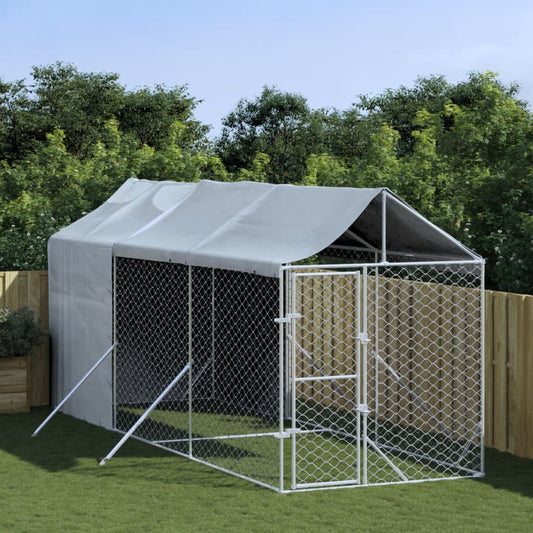 Berkfield Outdoor Dog Kennel with Roof Silver 2x6x2.5 m Galvanised Steel