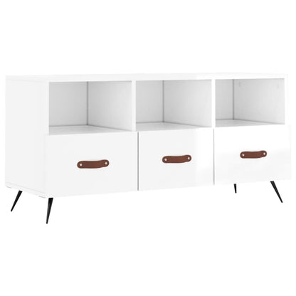 Berkfield TV Cabinet High Gloss White 102x36x50 cm Engineered Wood