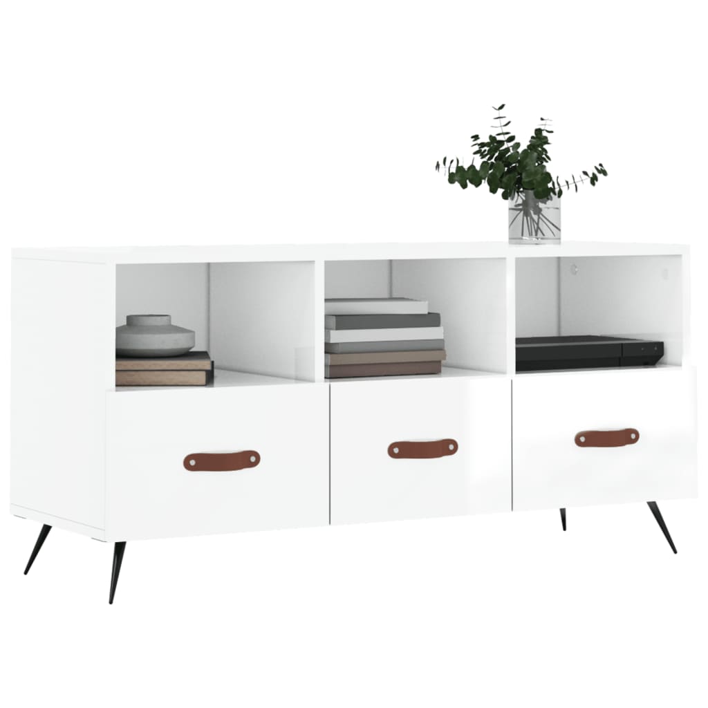 Berkfield TV Cabinet High Gloss White 102x36x50 cm Engineered Wood