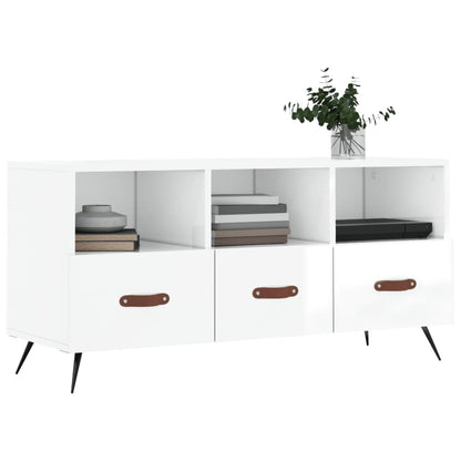 Berkfield TV Cabinet High Gloss White 102x36x50 cm Engineered Wood