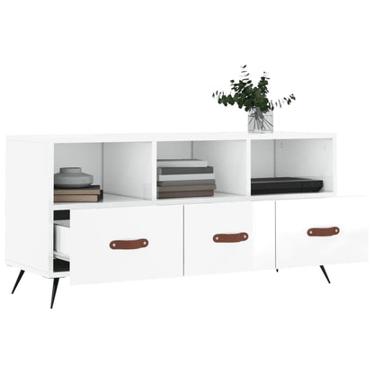 Berkfield TV Cabinet High Gloss White 102x36x50 cm Engineered Wood