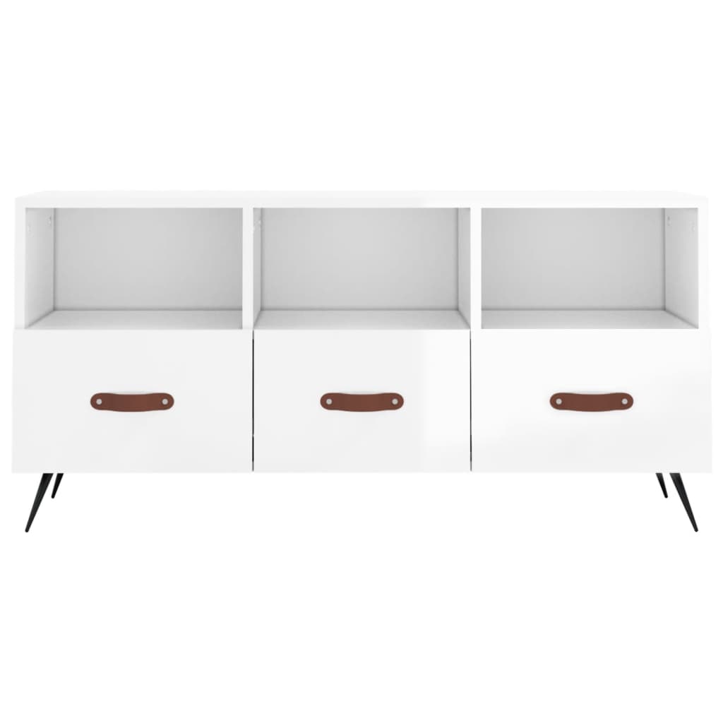 Berkfield TV Cabinet High Gloss White 102x36x50 cm Engineered Wood