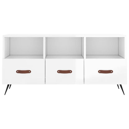 Berkfield TV Cabinet High Gloss White 102x36x50 cm Engineered Wood
