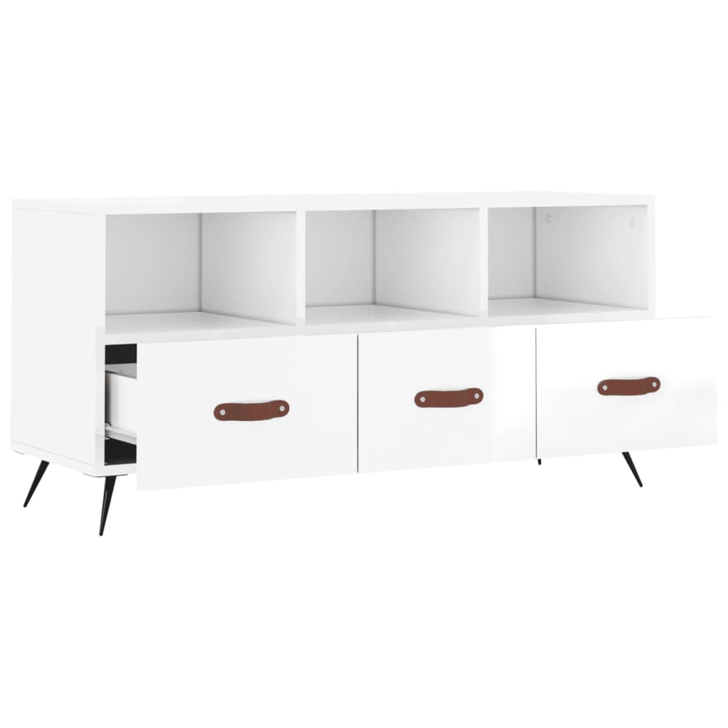 Berkfield TV Cabinet High Gloss White 102x36x50 cm Engineered Wood