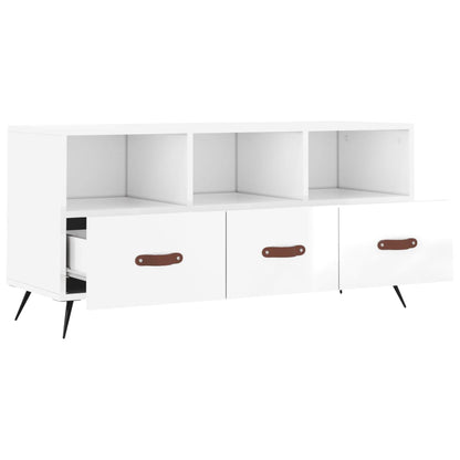 Berkfield TV Cabinet High Gloss White 102x36x50 cm Engineered Wood