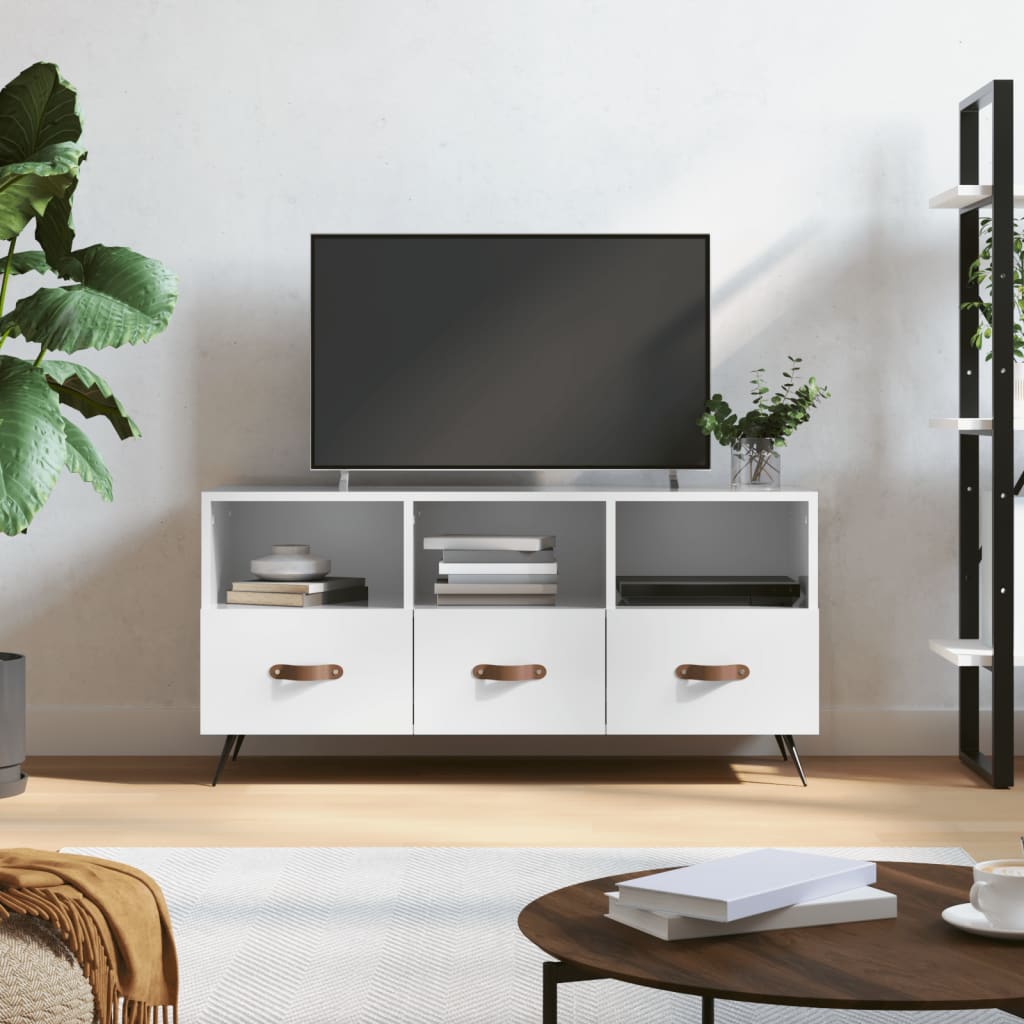 Berkfield TV Cabinet High Gloss White 102x36x50 cm Engineered Wood