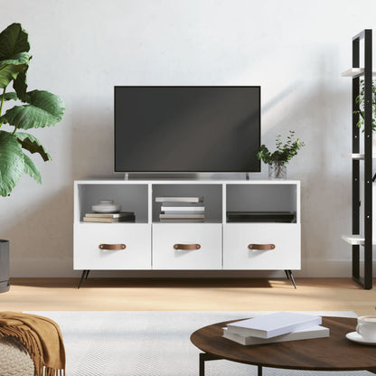 Berkfield TV Cabinet High Gloss White 102x36x50 cm Engineered Wood