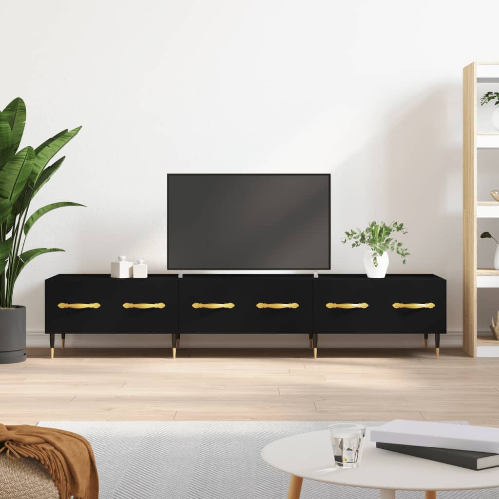 Berkfield TV Cabinet Black 150x36x30 cm Engineered Wood