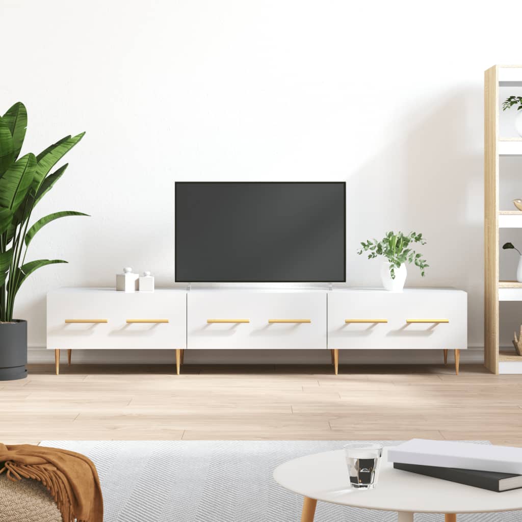 Berkfield TV Cabinet High Gloss White 150x36x30 cm Engineered Wood