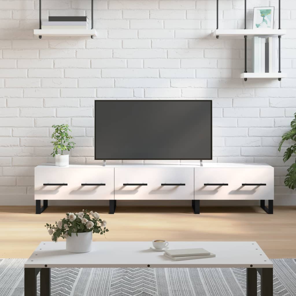 Berkfield TV Cabinet High Gloss White 150x36x30 cm Engineered Wood
