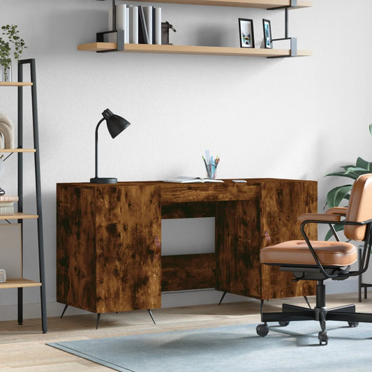 Berkfield Desk Smoked Oak 140x50x75 cm Engineered Wood