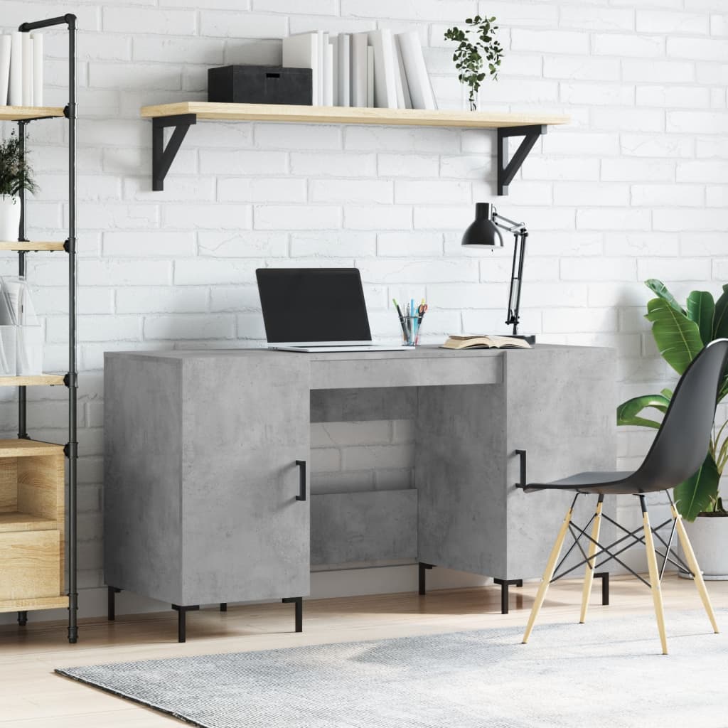 Berkfield Desk Concrete Grey 140x50x75 cm Engineered Wood