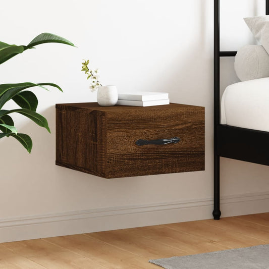 Berkfield Wall-mounted Bedside Cabinet Brown Oak 35x35x20 cm