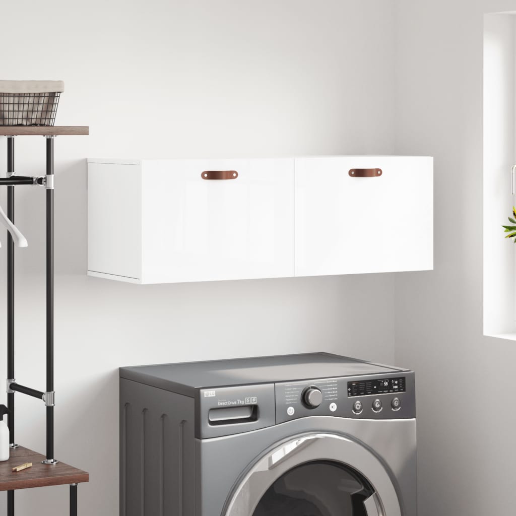 Berkfield Wall Cabinet High Gloss White 100x36.5x35 cm Engineered Wood