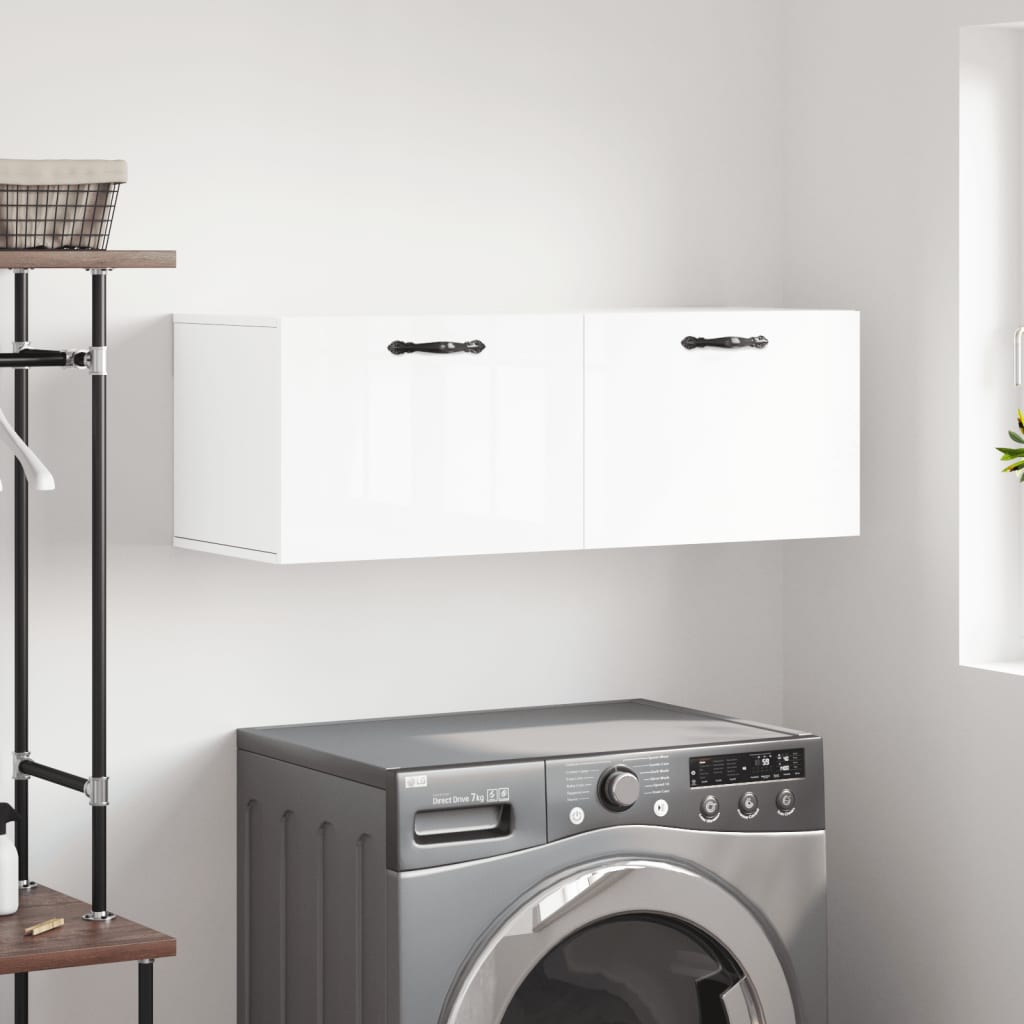 Berkfield Wall Cabinet High Gloss White 100x36.5x35 cm Engineered Wood