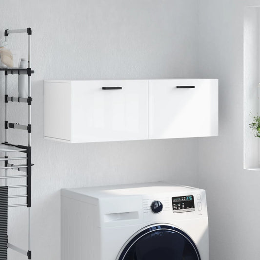 Berkfield Wall Cabinet High Gloss White 100x36.5x35 cm Engineered Wood