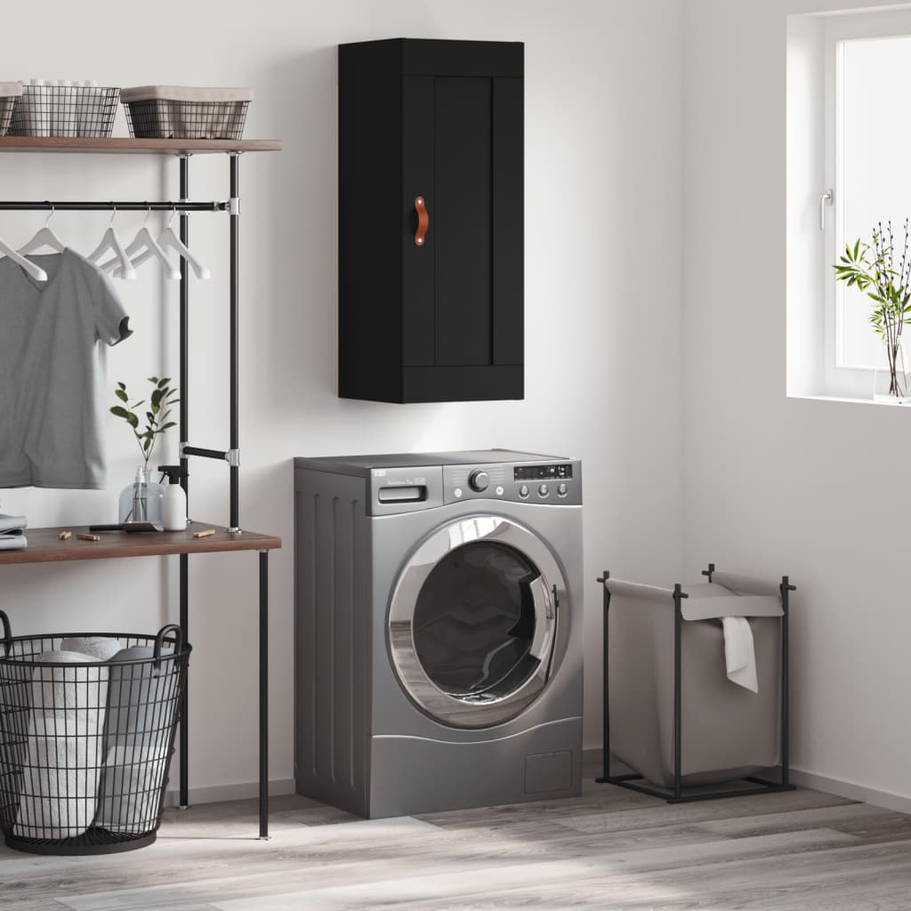 Berkfield Wall Mounted Cabinet Black 34.5x34x90 cm Engineered Wood