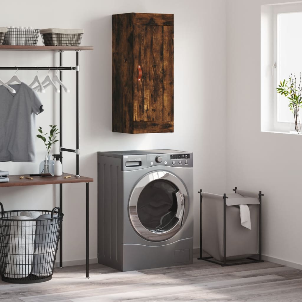 Berkfield Wall Mounted Cabinet Smoked Oak 34.5x34x90 cm Engineered Wood
